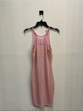 BOLD elements Pink Sleeveless Lace-Pattern Midi Dress